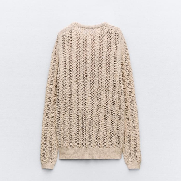 ZARA MIXED MESH KNIT SWEATER - Picture 5 of 6